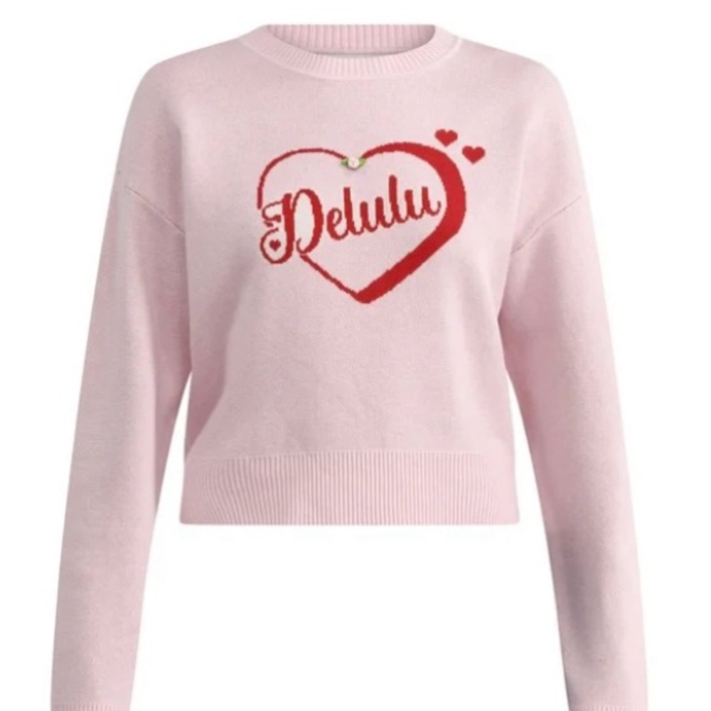 Pink Heart Crew Neck Sweater